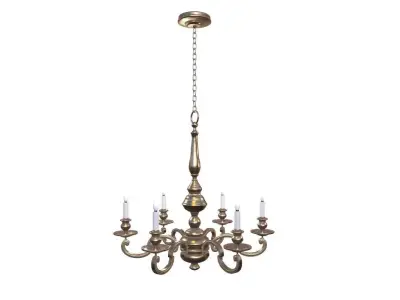 Chandelier Game Ready antique brass - Low-poly 3D model