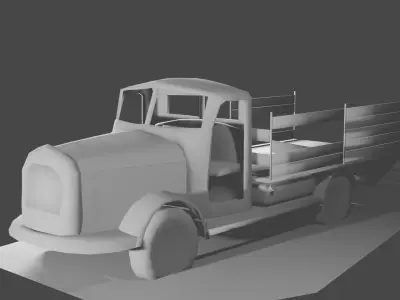 Ruined Truck Low-poly 3D model