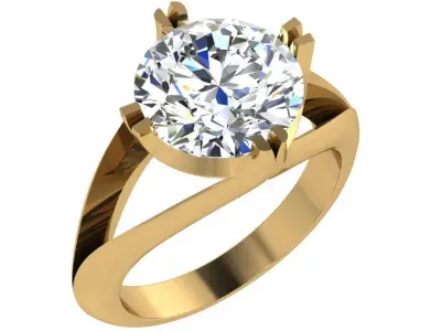 Round Diamond Solitaire Ring 4492 3D print model