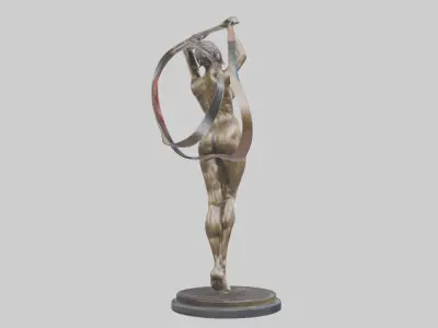 Gymnast with Ribbon statue model Low-poly 3D model