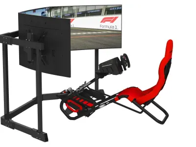 Playseat Trophy Red - Sim Racing Seat with 3 Monitors 3D model