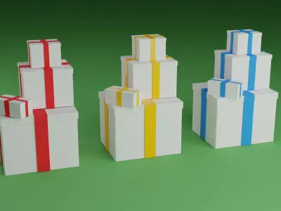 Christmas and New Year Set Low-Poly 3D Model Free low-poly 3D model