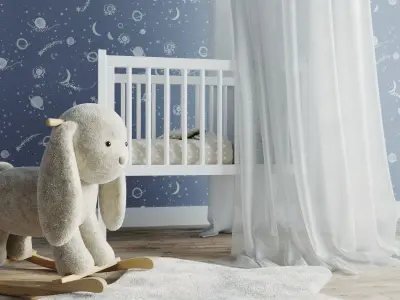 Kids bed with decor 3D model