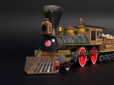 Old West Steam Train Low-poly 3D model