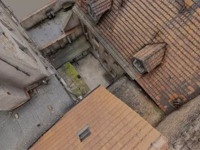Patio in an abandoned tenement house 3D model