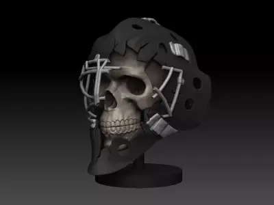 Skull head broken hockey goalie mask for 3D printing 3D print model