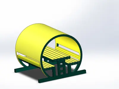 Kamelya circular bench with seat 3D print model