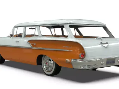 1958 Chevrolet Bel Air Wagon Low-poly 3D model