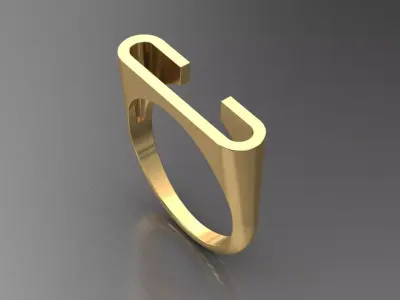 alphabet ring letter C 3D print model