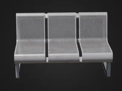 Dirty Metal Bench 05 Low-poly 3D model