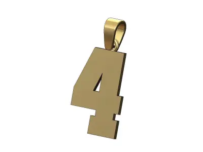 Number 4 four varsity high school letterman pendant charm 3D print model