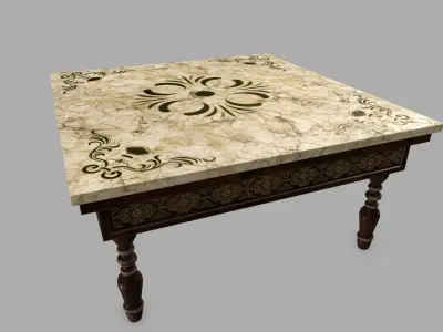 Table marble tile Low-poly 3D model