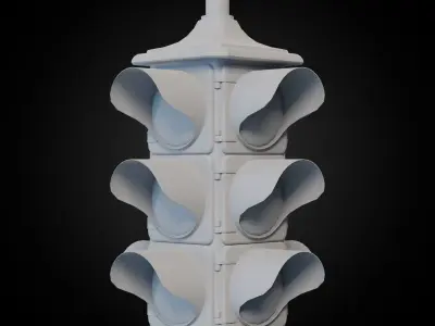 Yellow Traffic Light Low-poly Low-poly 3D model