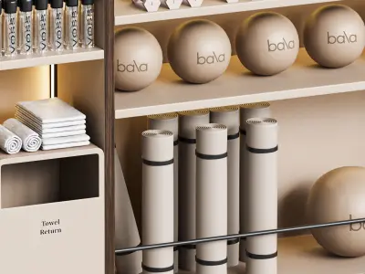 Yoga and fitness equipments 3D model