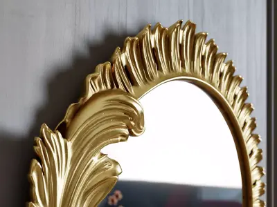 Ornate Round Baroque Mirror 3D model