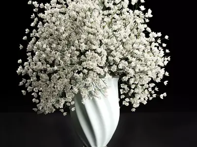 Bouquet of white flowers in a vase for decoration 107 3D model