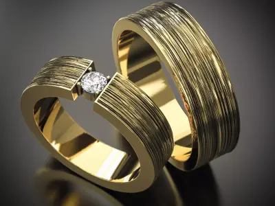 WEDDING RINGS WITH TEXTURE 1 3D print model