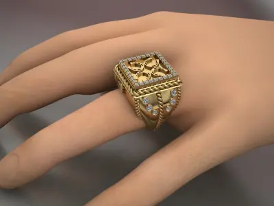 Horseshoe Signet ring 3D print model