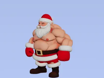 Strong Santa with Muscles Bust 3D Printable Buff Santa  3D print model