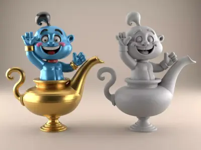 Fun Genie Lamp 3D STL File for Desk Decor Toys 3 3D print model