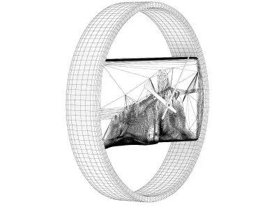 Wall Clock with Rough Wood 3D model