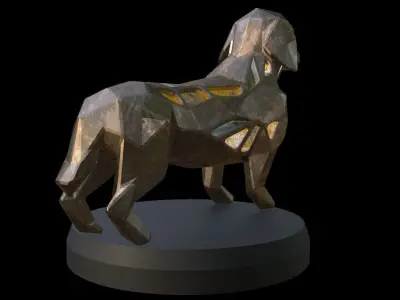 Steampunk Dachshund Dog Low-poly 3D model