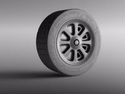 3D Realistic wheel including tire and rim Low-poly 3D model