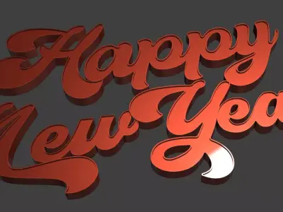 Happy New Year  Festive 3D Text 3D print model