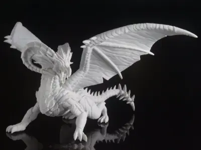 Dragon gold toy on dashboard of car 3D print model