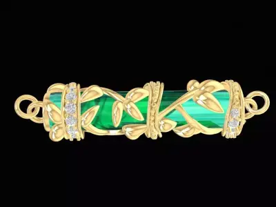 Cylinder Gemstone Floral Gold Pendant Jewelry 2204 3D print model