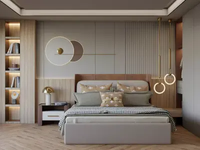 Modern Bedroom Interior Scene 3D model purchase