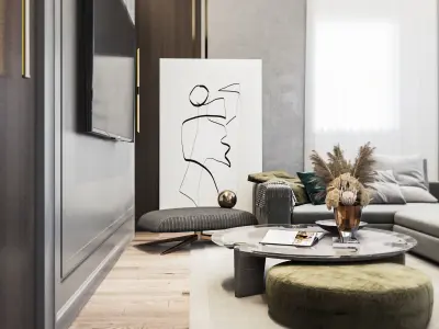 Master Bedroom with Living Room 3D model