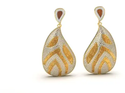 Diamond Earring with bamboo texture  3D print model