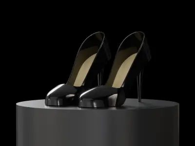 High Heels Black Low-poly 3D model