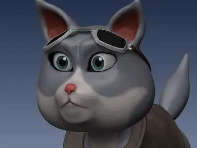 Cartoon cat Low-poly 3D model