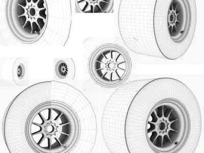 E23 Medium Rear tyre Low-poly 3D model
