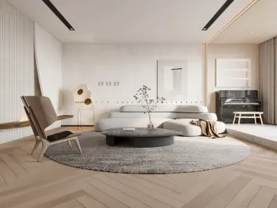 Modern Elegance - 3D Living Dining Bedroom Spaces 3D model