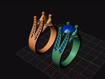 Solitaire Crossover Ring  3D print model