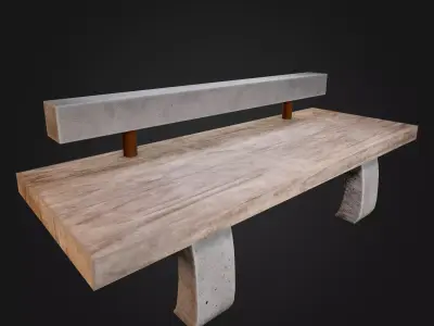 Park bench Japan Garden Torii Lowpoly Vr AR Low-poly 3D model