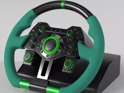 Racing Steering Wheel Low-poly 3D model