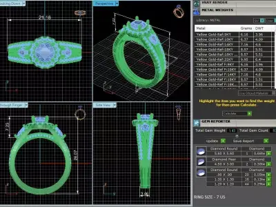 Luxury Halo Diamond Engagement Ring CAD Design 3DM STL 3D print model