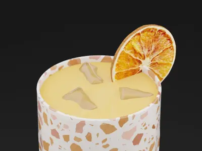 Dried Lemon Cocktail Low-poly 3D model