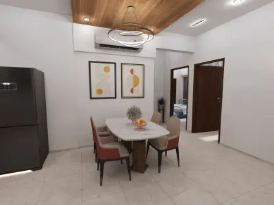3 BHK Apartment Interior with Assets Low-poly 3D model