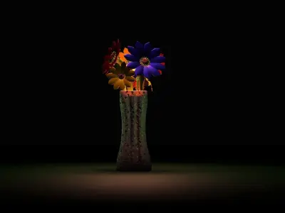 Vase with Artificial Flowers Free 3D model