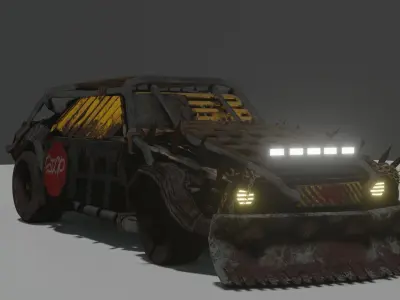 Chevrolet Camaro 1969 Post apocalypse edition Low-poly 3D model