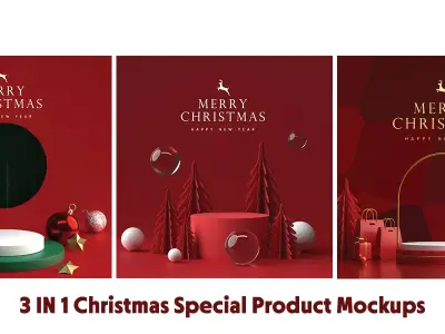 Christmas product mockups Low-poly 3D model