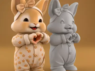 Adorable 3D Bunny Figurine Brings Joy and Happiness STL 3D print model