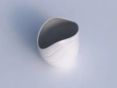 Bowl compressed and twisted with smooth horizontal dents 3D print model