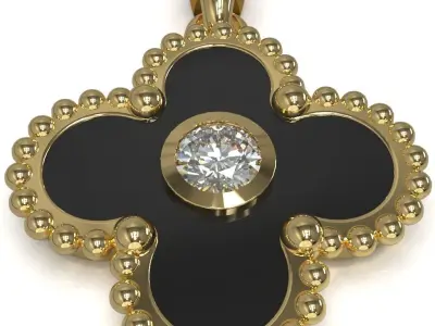 Cross pendant with gem enamel ready 3D print model