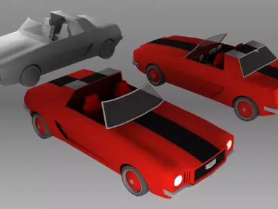 Wheels convertible car Low-poly 3D model